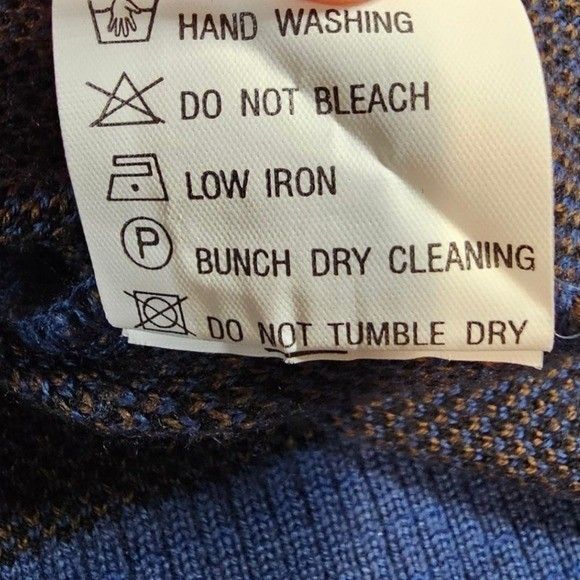 Bogner Mens M Vintage Wool Blend Black Blue Brown Embroidered Neck Zip Sweater - Picture 14 of 14